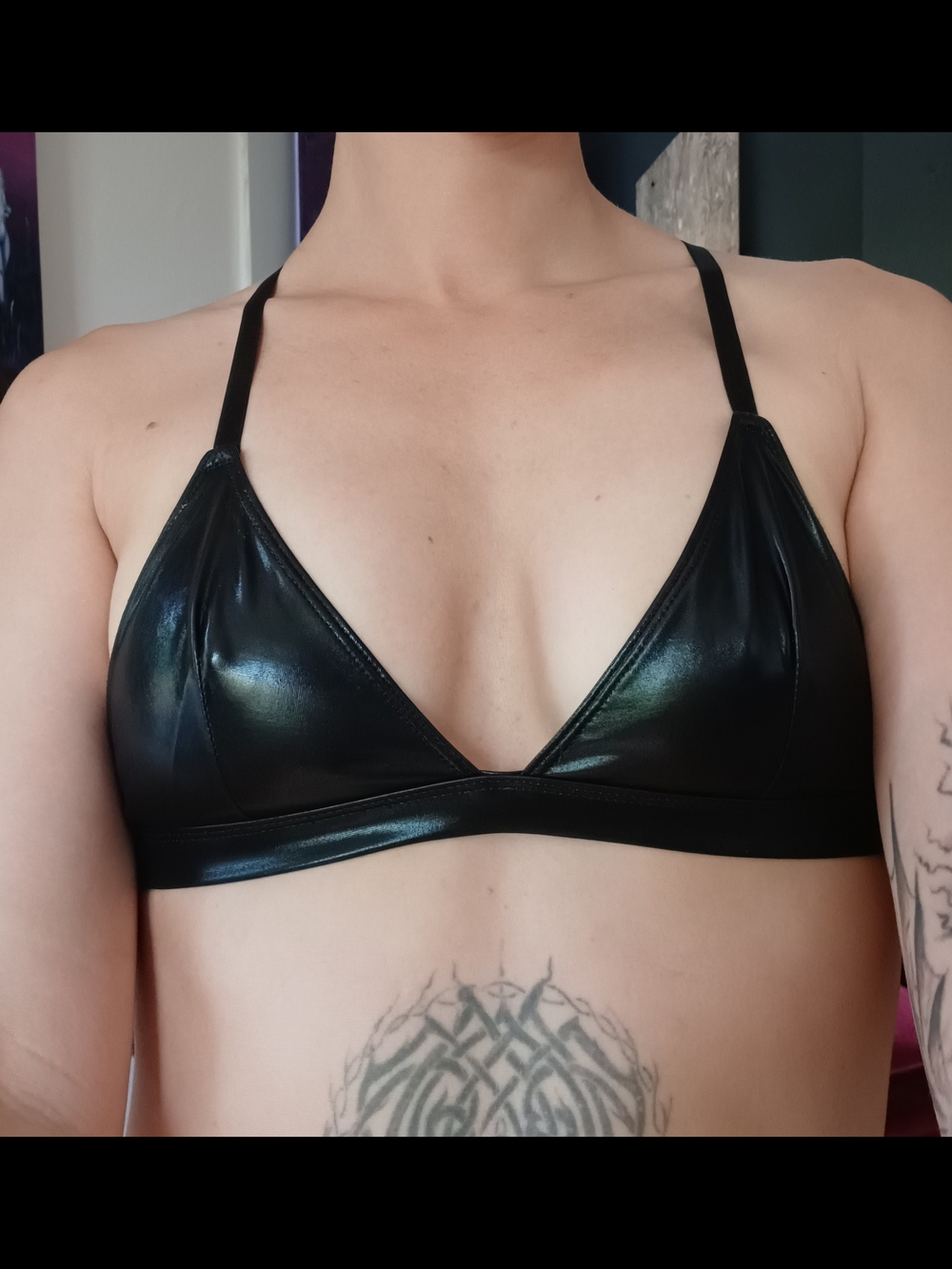 CLUB EXX Black Shiny Triangle Bralette